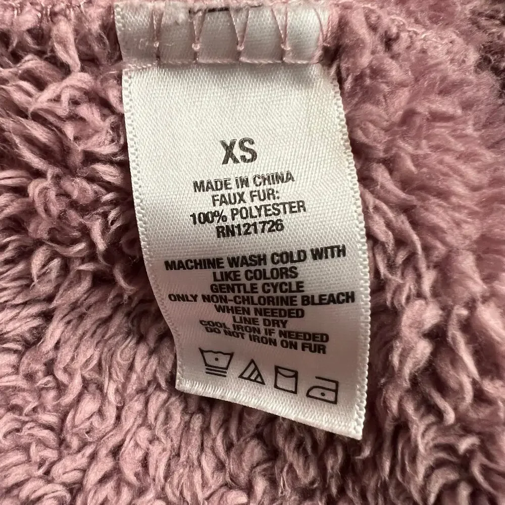Aeropostle Mauve Faux Fur Hoodie Pullover Jacket , XS